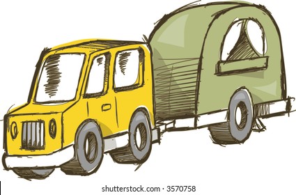 Truck and Camper Vector Illustration