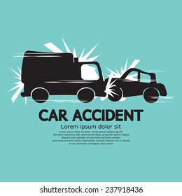 Truck And Car In An Accident Vector Illustration