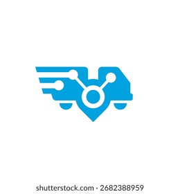 Assistente de carro de caminhão com o pino do mapa Conectar Logístico e entrega Logo Design Vetor