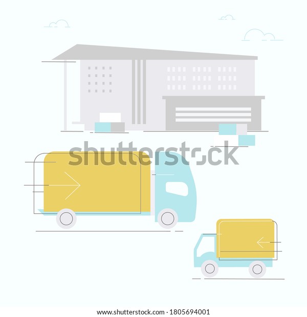 Truck, car, cargo shipping, container,\
logistics. Warehouse. Fast delivery concept. Truck transportation\
icon. Shipping service, global transportation, logistic, delivery\
services. Vector\
illustration