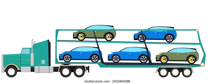 Truck Car carrier trailer vector
