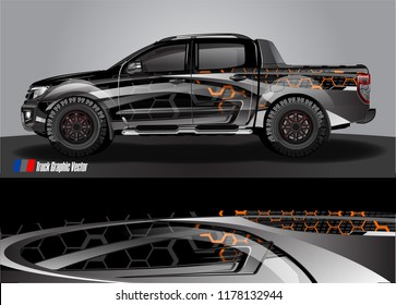 truck and car decal design vector kit. abstract background graphics for vehicle advertisement and vinyl wrap