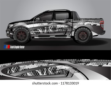 truck and car decal design vector kit. abstract background graphics for vehicle advertisement and vinyl wrap