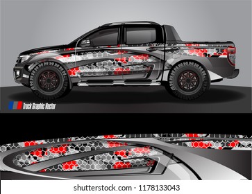 truck and car decal design vector kit. abstract background graphics for vehicle advertisement and vinyl wrap