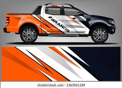 Truck And Car Decal Design Vector Kit. Abstract Background Graphics For Vehicle Advertisement And Vinyl Wrap Dekal
