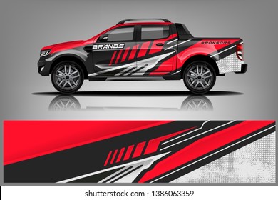 Truck And Car Decal Design Vector Kit. Abstract Background Graphics For Vehicle Advertisement And Vinyl Wrap Dekal
