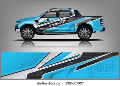 Truck And Car Decal Design Vector Kit. Abstract Background Graphics For Vehicle Advertisement And Vinyl Wrap Dekal
