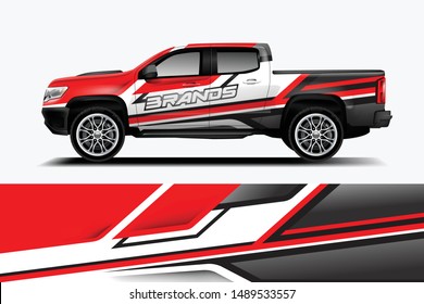 Truck And Car Decal Design Vector Kit. Abstract Background Graphics For Vehicle Advertisement And Vinyl Wrap Dekal
 