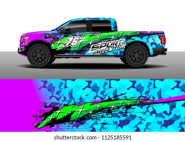 Truck and car decal wrap vector, Graphic abstract racing stripe designs for wrap vehicle 