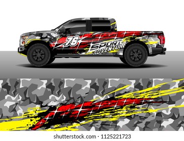 Truck and car decal wrap vector, Graphic abstract racing stripe designs for wrap vehicle 