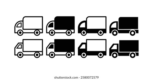 truck car delivery icon vector design black white color simple flat illustration sets