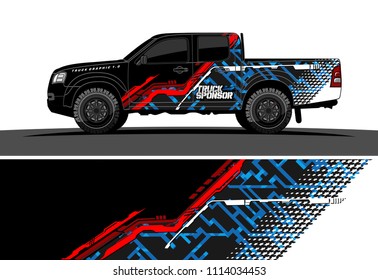 Truck and car graphic background wrap and vinyl sticker. abstract vector for vehicle branding
