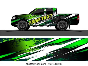 Truck And Car Graphic Vector. Abstract Lines With Grunge Background Design For Vehicle Vinyl Wrap 
