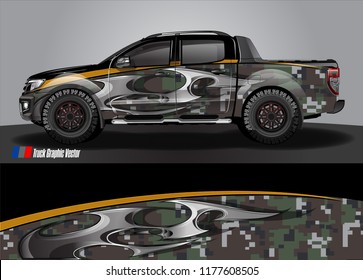 truck and car graphic vector. metallic  curved shape with grunge background design for vehicle vinyl wrap 