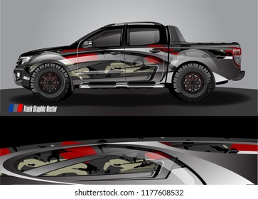 truck and car graphic vector. metallic  curved shape with grunge background design for vehicle vinyl wrap 