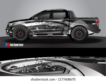 truck and car graphic vector. metallic  curved shape with grunge background design for vehicle vinyl wrap 