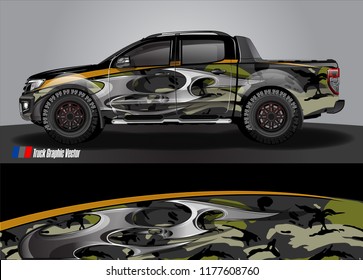 truck and car graphic vector. metallic  curved shape with grunge background design for vehicle vinyl wrap 