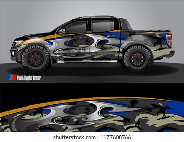 truck and car graphic vector. metallic  curved shape with grunge background design for vehicle vinyl wrap 