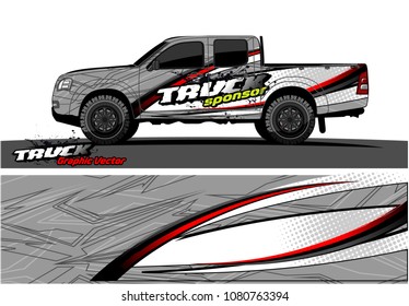 truck and car graphic vector. simple curved shape with grunge background design for vehicle vinyl wrap 