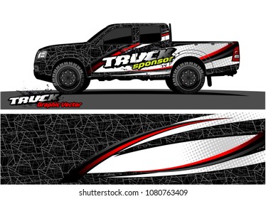 truck and car graphic vector. simple curved shape with grunge background design for vehicle vinyl wrap 