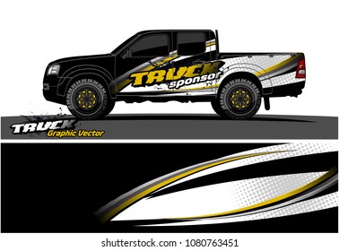 truck and car graphic vector. simple curved shape with grunge background design for vehicle vinyl wrap 