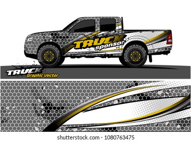 truck and car graphic vector. simple curved shape with grunge background design for vehicle vinyl wrap 