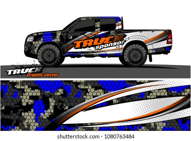 truck and car graphic vector. simple curved shape with grunge background design for vehicle vinyl wrap 