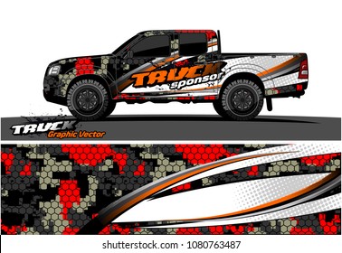truck and car graphic vector. simple curved shape with grunge background design for vehicle vinyl wrap 
