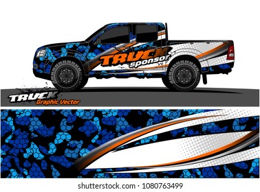 truck and car graphic vector. simple curved shape with grunge background design for vehicle vinyl wrap 