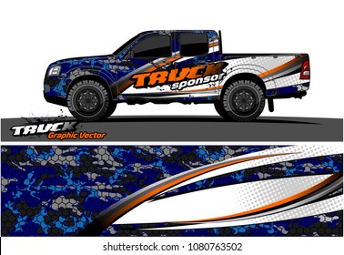 truck and car graphic vector. simple curved shape with grunge background design for vehicle vinyl wrap 