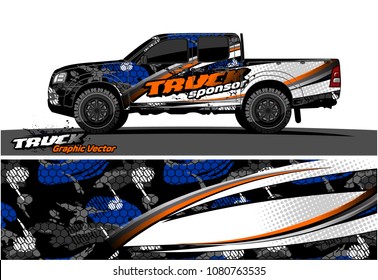truck and car graphic vector. simple curved shape with grunge background design for vehicle vinyl wrap 