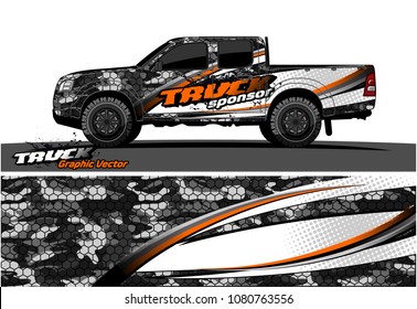truck and car graphic vector. simple curved shape with grunge background design for vehicle vinyl wrap 