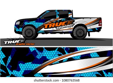 truck and car graphic vector. simple curved shape with grunge background design for vehicle vinyl wrap 