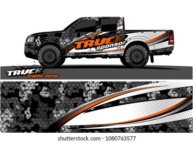 truck and car graphic vector. simple curved shape with grunge background design for vehicle vinyl wrap 