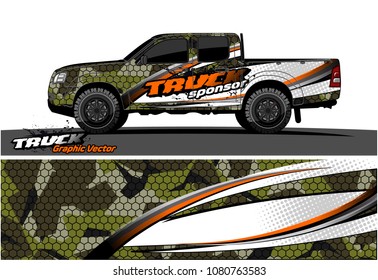 truck and car graphic vector. simple curved shape with grunge background design for vehicle vinyl wrap 