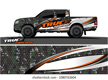 truck and car graphic vector. simple curved shape with grunge background design for vehicle vinyl wrap 