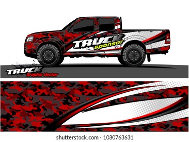 truck and car graphic vector. simple curved shape with grunge background design for vehicle vinyl wrap 