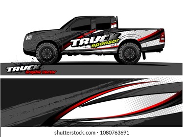 truck and car graphic vector. simple curved shape with grunge background design for vehicle vinyl wrap 