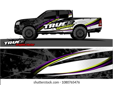 truck and car graphic vector. simple curved shape with grunge background design for vehicle vinyl wrap 