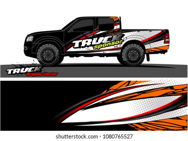 truck and car graphic vector. simple curved shape with grunge background design for vehicle vinyl wrap 