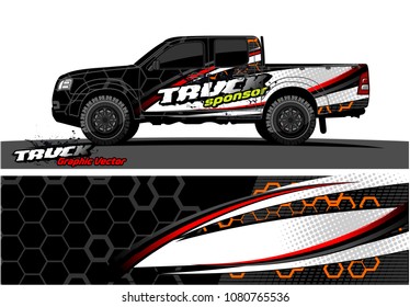 truck and car graphic vector. simple curved shape with grunge background design for vehicle vinyl wrap 