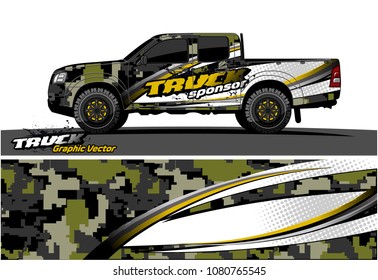 truck and car graphic vector. simple curved shape with grunge background design for vehicle vinyl wrap 