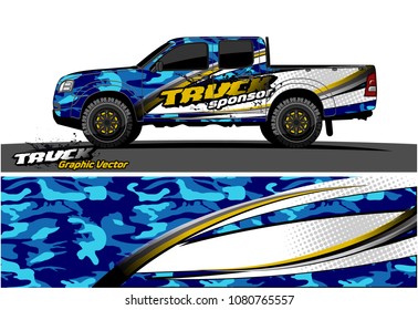 truck and car graphic vector. simple curved shape with grunge background design for vehicle vinyl wrap 
