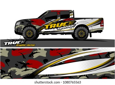 truck and car graphic vector. simple curved shape with grunge background design for vehicle vinyl wrap 