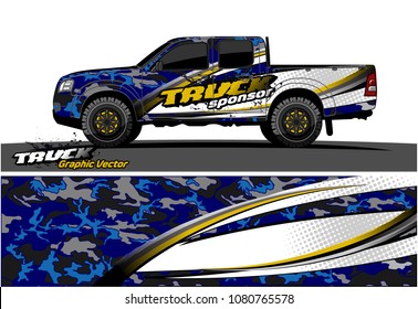 truck and car graphic vector. simple curved shape with grunge background design for vehicle vinyl wrap 