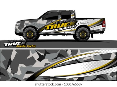 truck and car graphic vector. simple curved shape with grunge background design for vehicle vinyl wrap 