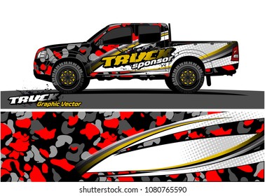 truck and car graphic vector. simple curved shape with grunge background design for vehicle vinyl wrap 