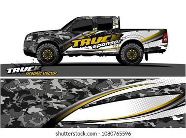 truck and car graphic vector. simple curved shape with grunge background design for vehicle vinyl wrap 