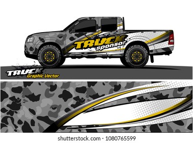 truck and car graphic vector. simple curved shape with grunge background design for vehicle vinyl wrap 