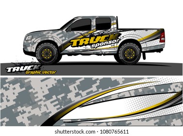 truck and car graphic vector. simple curved shape with grunge background design for vehicle vinyl wrap 